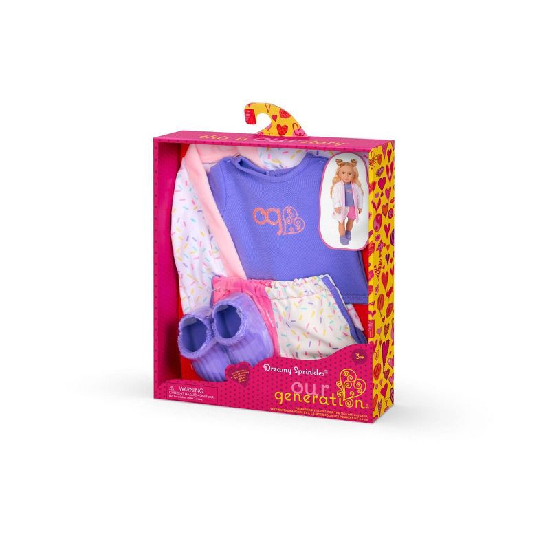slide 6 of 6, Our Generation Dreamy Sprinkles Ice Cream Pajama & Robe Outfit for 18" Dolls: Fits 18" Girl Dolls, 5-Piece Home & Family Set, 1 ct