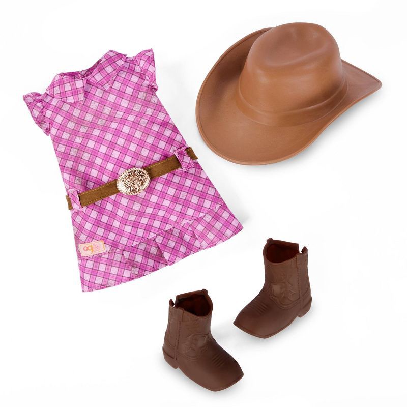 slide 7 of 8, Our Generation Callie with Hair Play Foal 18" Doll & Horse Accessory Set: Plastic & Polyester, Wavy Blonde Hair, Blue Eyes, 1 ct