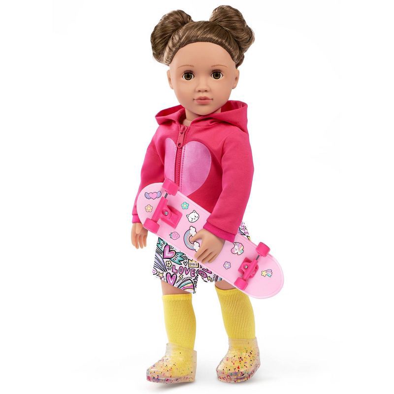slide 3 of 7, Our Generation Skate Into Fun Outfit with Skateboard & Stickers Accessories for 18" Dolls: 8-Piece Sports Clothing Set, 1 ct