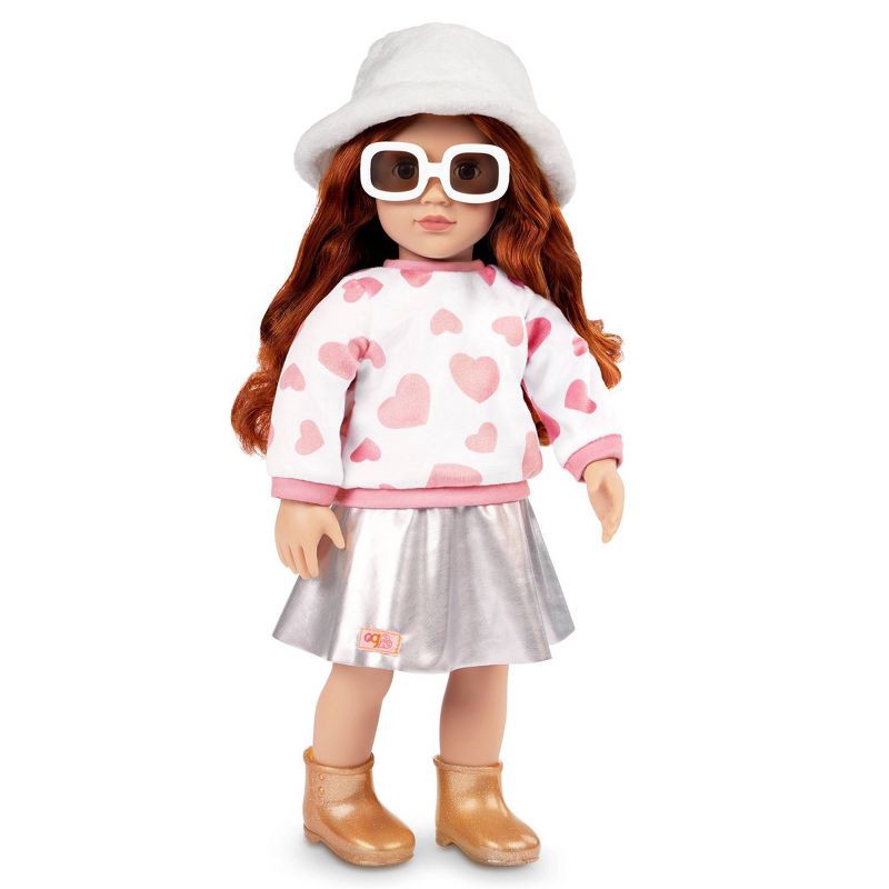 slide 2 of 5, Our Generation Furry Fun Heart-Print Sweater & Skirt Outfit with Accessories for 18" Dolls, 1 ct