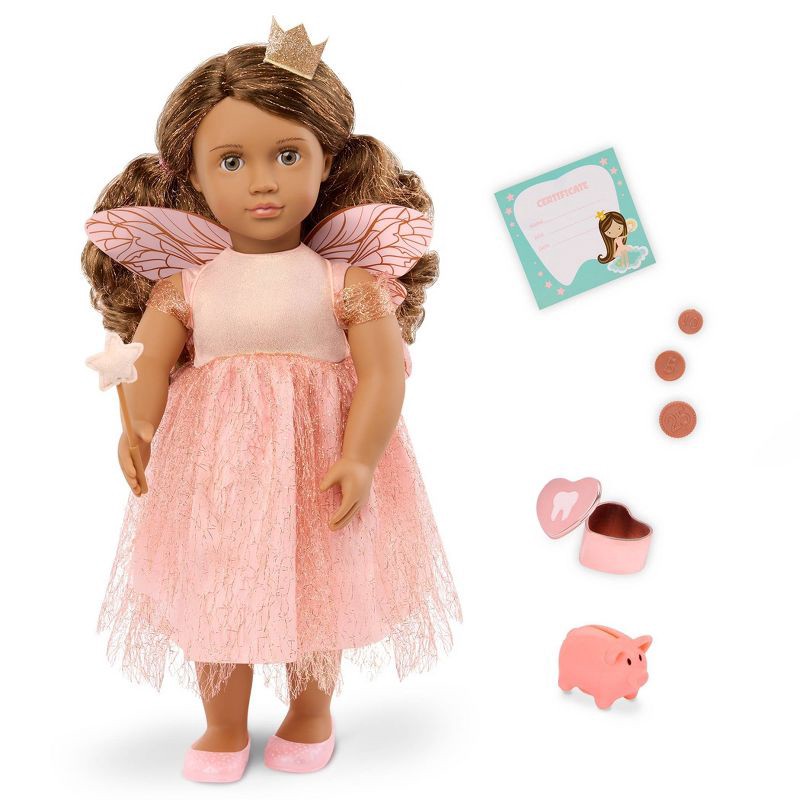 slide 1 of 7, Our Generation Breena 18" Tooth Fairy Doll & Accessories Set: Brown Wavy Hair, Fantasy Theme, Plastic & Polyester, 1 ct