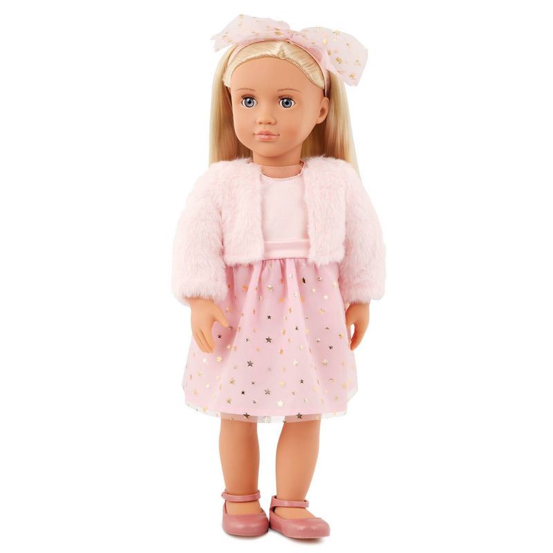 slide 2 of 4, Our Generation Miranda 18" Fashion Doll in Pink Dress Outfit: Blonde Hair, Blue Eyes, Plastic & Polyester, 1 ct
