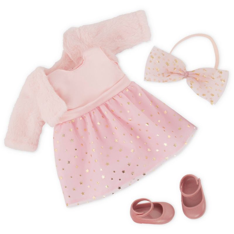 slide 4 of 4, Our Generation Miranda 18" Fashion Doll in Pink Dress Outfit: Blonde Hair, Blue Eyes, Plastic & Polyester, 1 ct