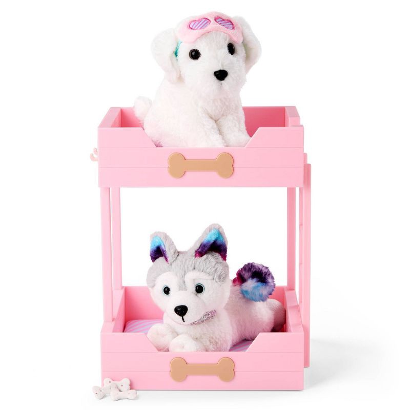 slide 3 of 7, Our Generation Puppy Dreams Pink Bunk Bed with Pet Dog Plush Dollhouse Set: Fits 18" Dolls, Includes 11 Doll Accessories, 1 ct