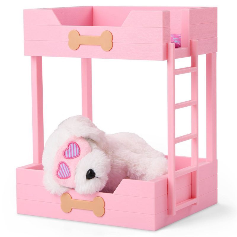 slide 4 of 7, Our Generation Puppy Dreams Pink Bunk Bed with Pet Dog Plush Dollhouse Set: Fits 18" Dolls, Includes 11 Doll Accessories, 1 ct