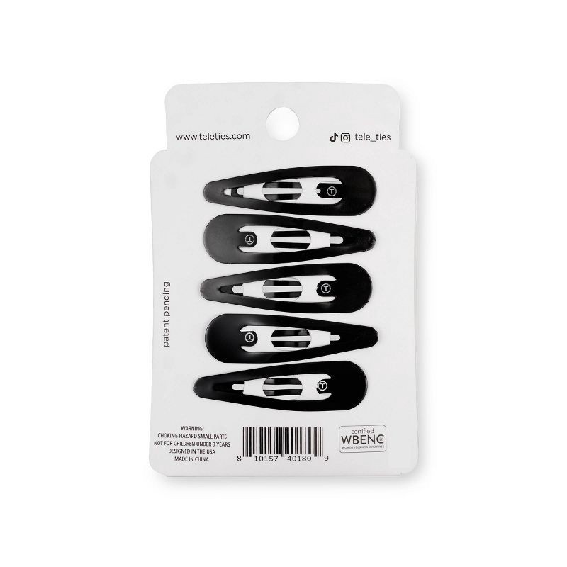 slide 2 of 5, TELETIES Seamless Snap Hair Clips - Black - 6pc, 6 ct