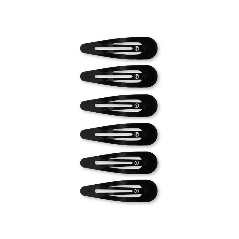 slide 4 of 5, TELETIES Seamless Snap Hair Clips - Black - 6pc, 6 ct