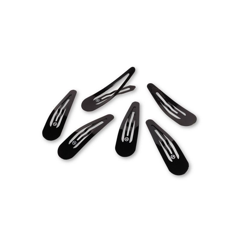 slide 5 of 5, TELETIES Seamless Snap Hair Clips - Black - 6pc, 6 ct