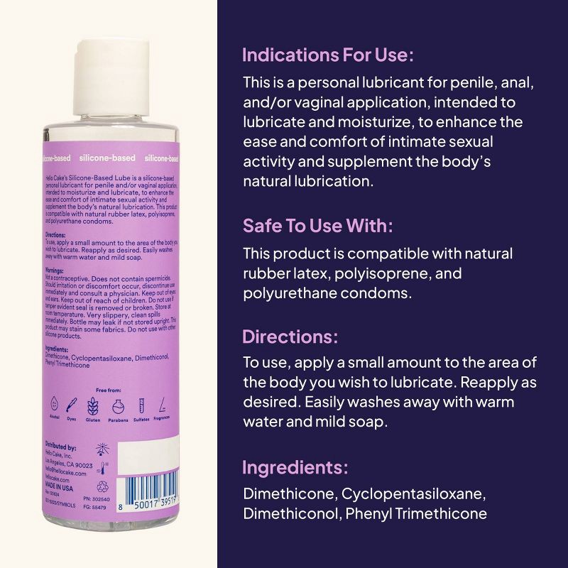slide 8 of 9, Hello Cake Silicone Lube - 8oz, 8 oz