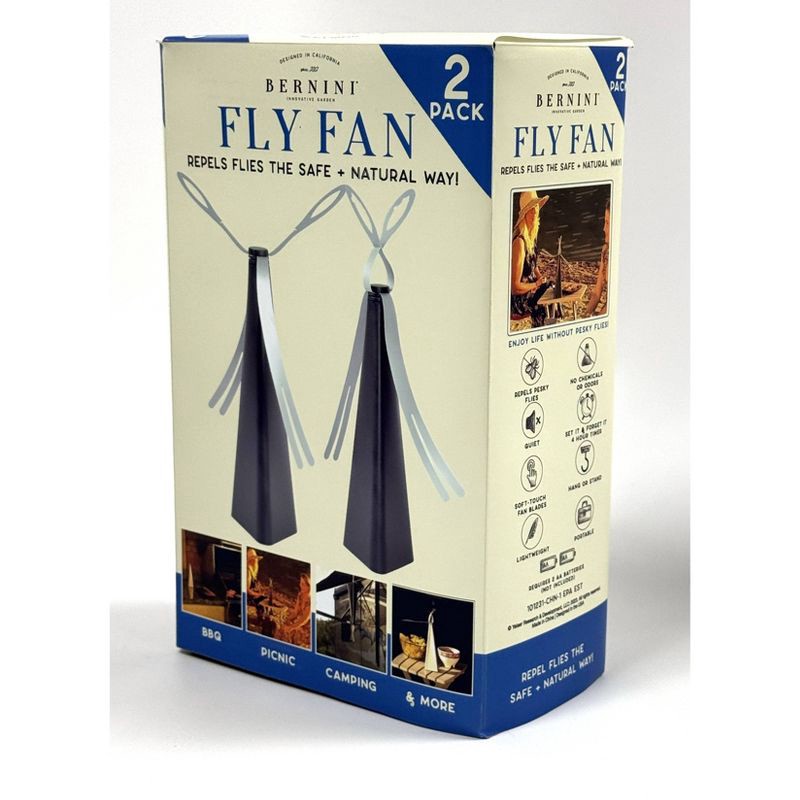 slide 4 of 8, BERNINI 2pk Fly Fan Black, 2 ct