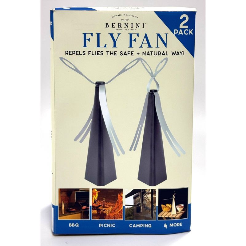 slide 5 of 8, BERNINI 2pk Fly Fan Black, 2 ct