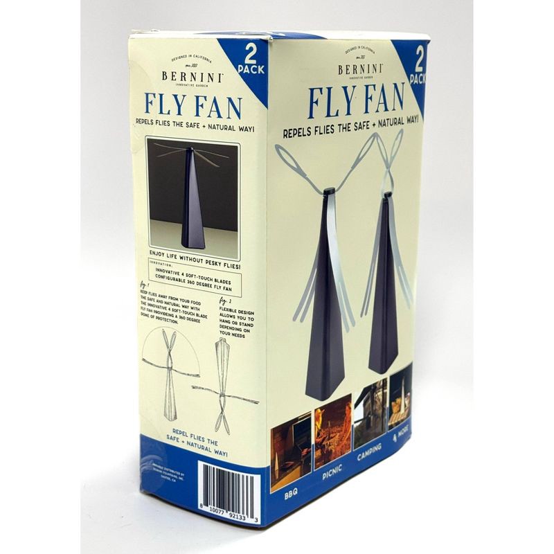 slide 6 of 8, BERNINI 2pk Fly Fan Black, 2 ct