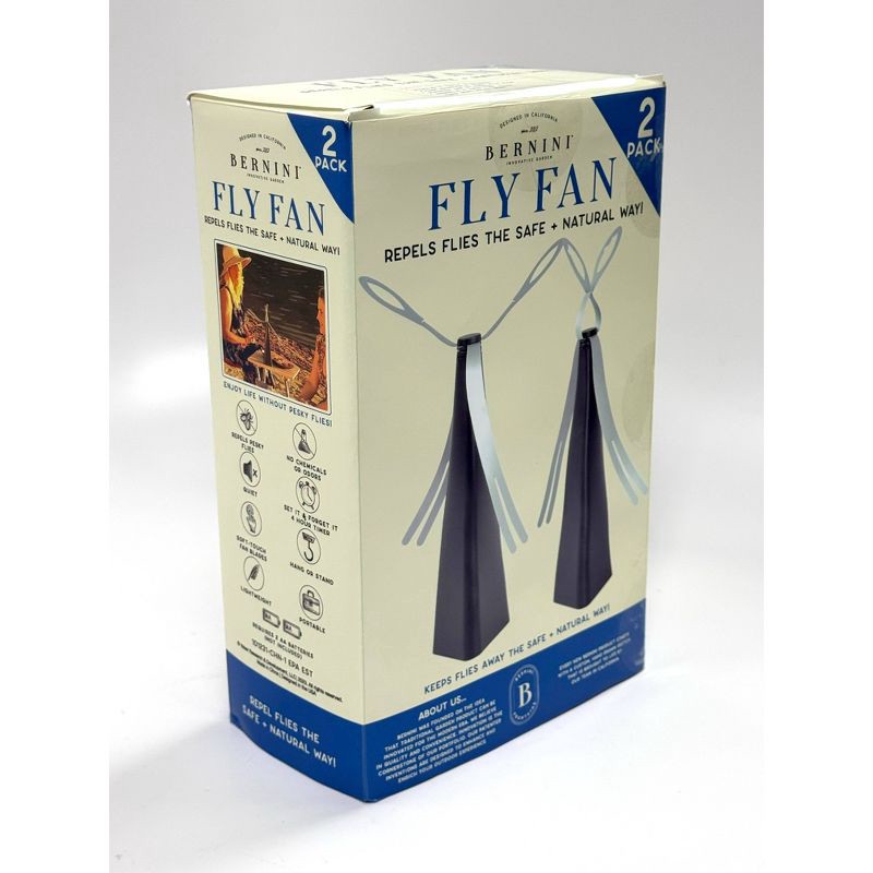 slide 7 of 8, BERNINI 2pk Fly Fan Black, 2 ct
