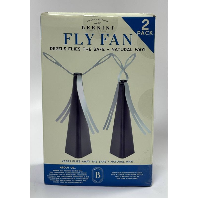 slide 8 of 8, BERNINI 2pk Fly Fan Black, 2 ct