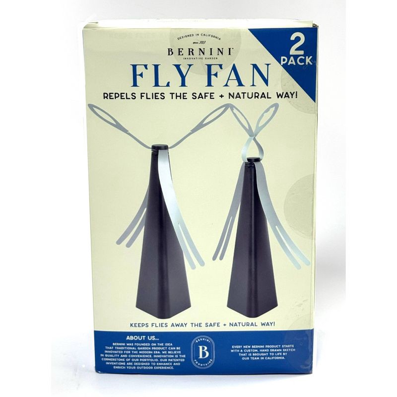 slide 1 of 8, BERNINI 2pk Fly Fan Black, 2 ct