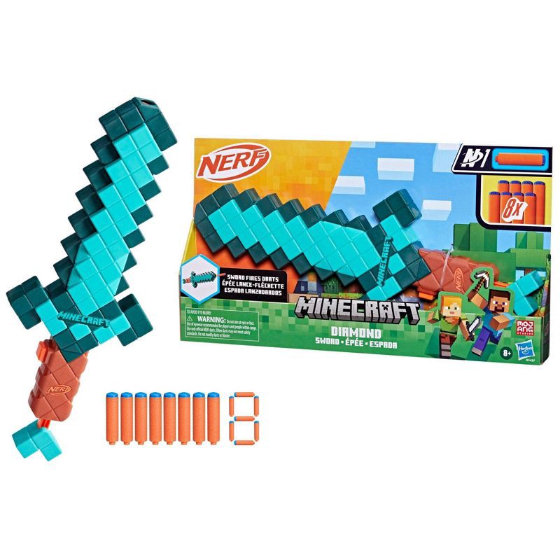 slide 1 of 9, NERF Minecraft Diamond Toy Sword, 1 ct