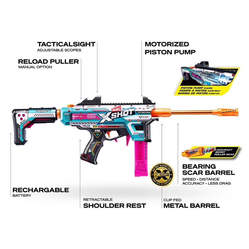 slide 3 of 10, XSHOT Pro Motorized Piston Pump Toy Dart Blaster by ZURU, 1 ct