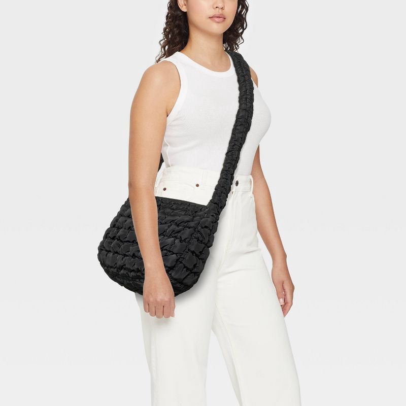 slide 2 of 5, Puffer Crossbody Handbag - Wild Fable™ Black: Softside Woven Design, Single Strap, Zip Closure, 1 ct
