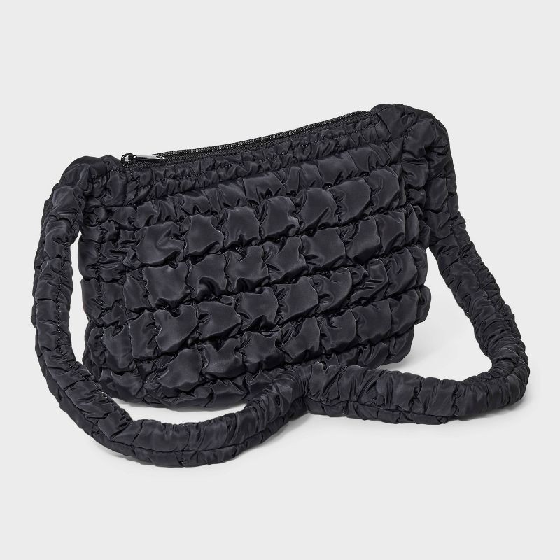slide 3 of 5, Puffer Crossbody Handbag - Wild Fable™ Black: Softside Woven Design, Single Strap, Zip Closure, 1 ct