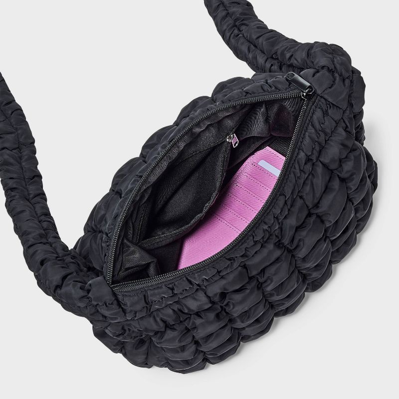 slide 4 of 5, Puffer Crossbody Handbag - Wild Fable™ Black: Softside Woven Design, Single Strap, Zip Closure, 1 ct