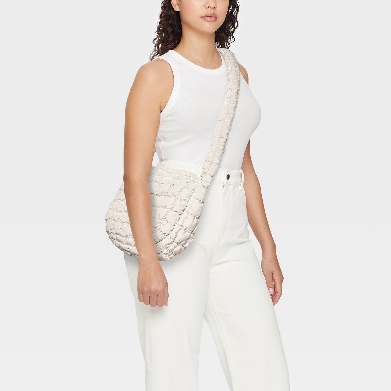 slide 2 of 5, Puffer Crossbody Handbag - Wild Fable™ Cream: Softside, Woven, Single Strap, Zip Closure, 1 ct