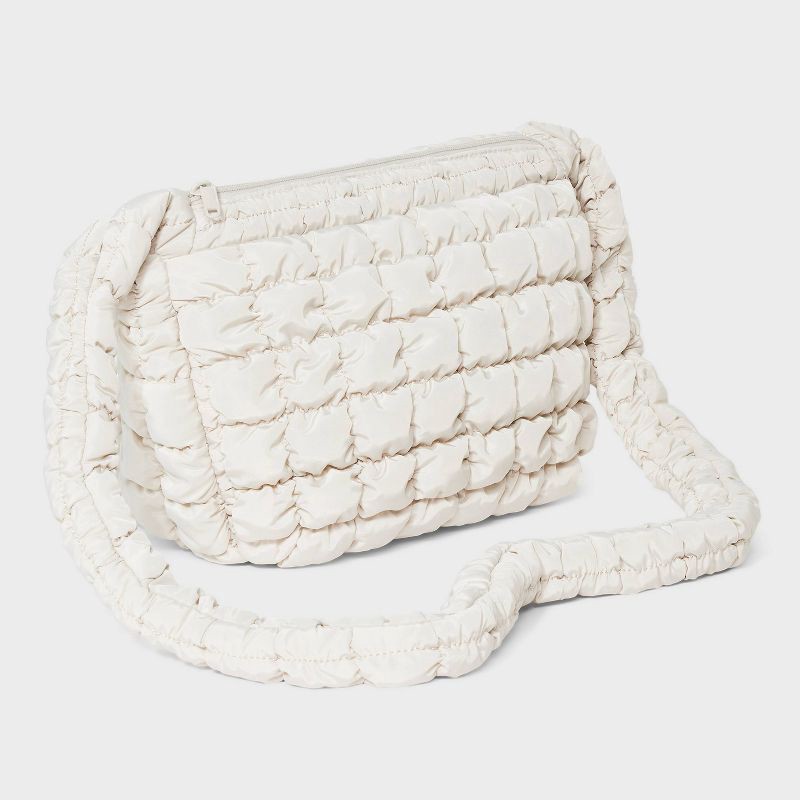 slide 3 of 5, Puffer Crossbody Handbag - Wild Fable™ Cream: Softside, Woven, Single Strap, Zip Closure, 1 ct