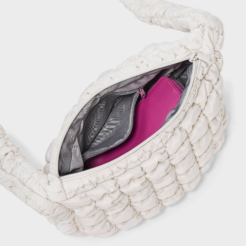 slide 4 of 5, Puffer Crossbody Handbag - Wild Fable™ Cream: Softside, Woven, Single Strap, Zip Closure, 1 ct