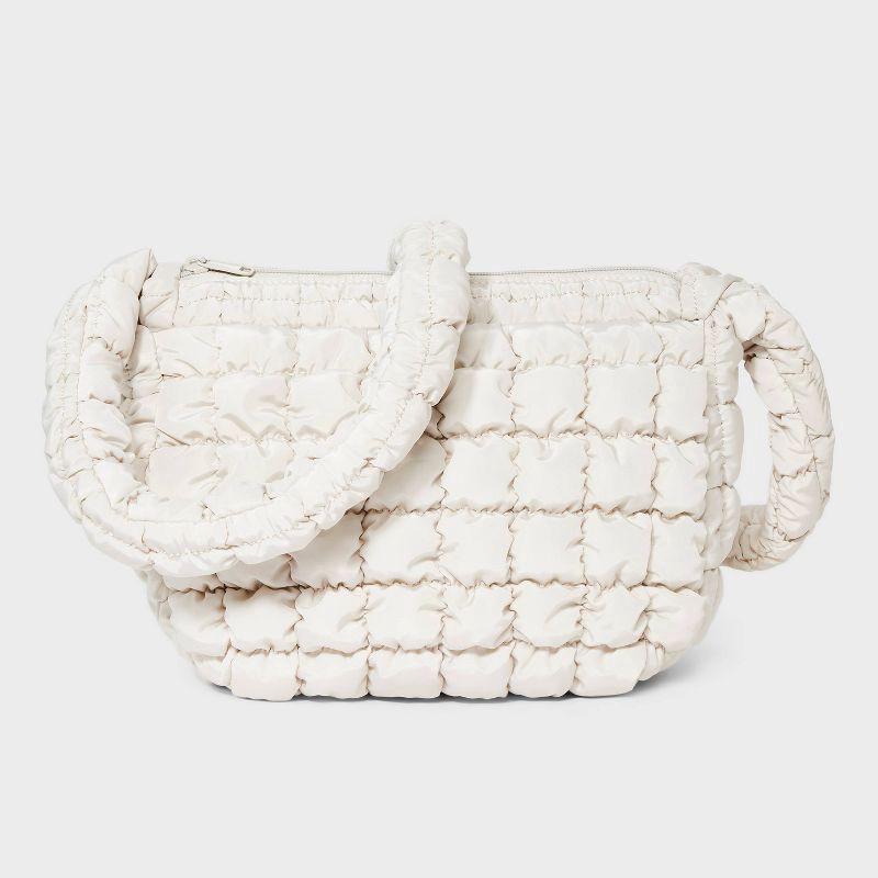 slide 1 of 5, Puffer Crossbody Handbag - Wild Fable™ Cream: Softside, Woven, Single Strap, Zip Closure, 1 ct