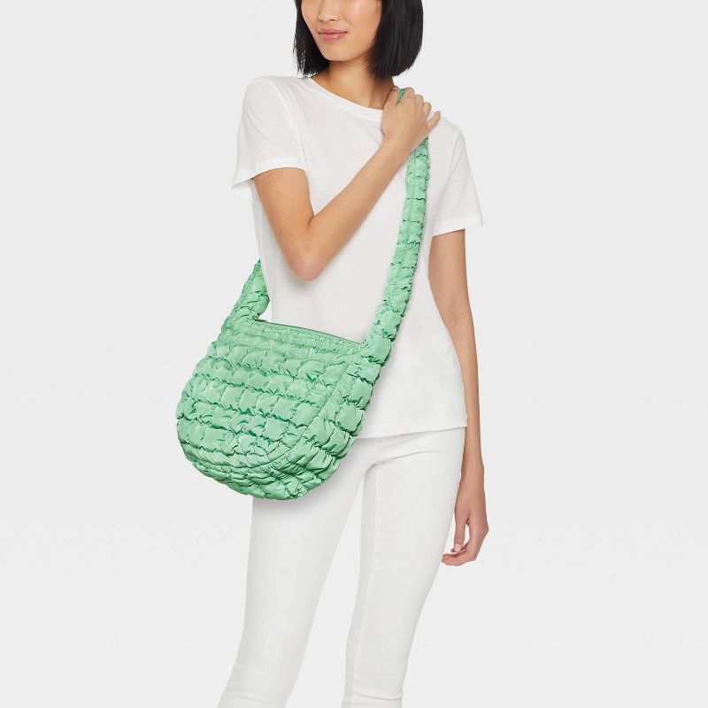 slide 2 of 5, Puffer Crossbody Handbag - Wild Fable™ Green: Softside, Woven, Single Strap, Zip Closure, 1 ct