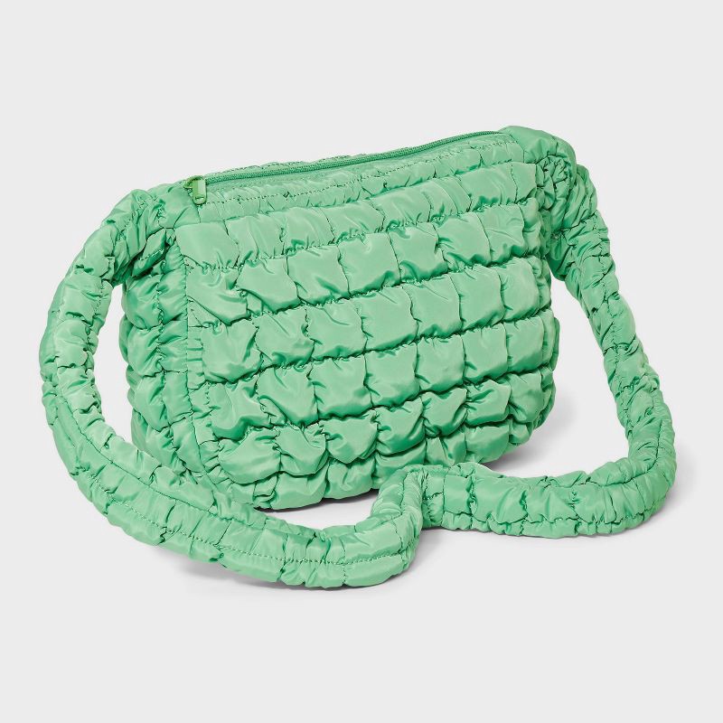 slide 3 of 5, Puffer Crossbody Handbag - Wild Fable™ Green: Softside, Woven, Single Strap, Zip Closure, 1 ct