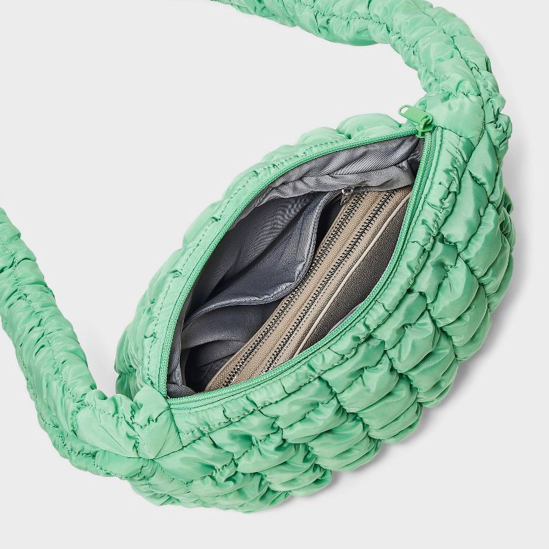 slide 4 of 5, Puffer Crossbody Handbag - Wild Fable™ Green: Softside, Woven, Single Strap, Zip Closure, 1 ct