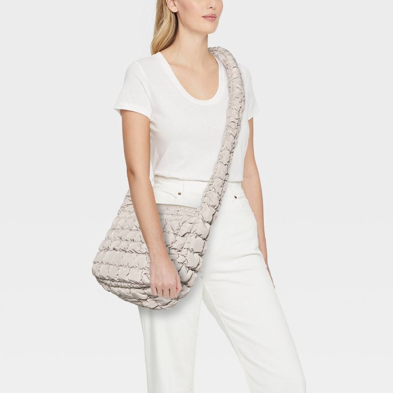 slide 2 of 5, Puffer Crossbody Handbag - Wild Fable™ Taupe: Softside Woven Bag, Single Strap, Solid Pattern, 1 ct