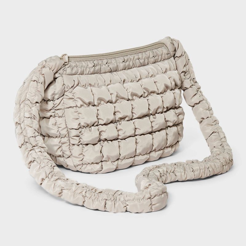 slide 3 of 5, Puffer Crossbody Handbag - Wild Fable™ Taupe: Softside Woven Bag, Single Strap, Solid Pattern, 1 ct