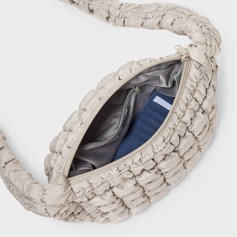 slide 4 of 5, Puffer Crossbody Handbag - Wild Fable™ Taupe: Softside Woven Bag, Single Strap, Solid Pattern, 1 ct