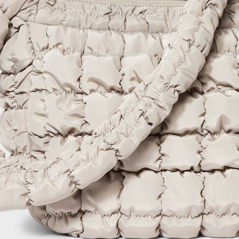 slide 5 of 5, Puffer Crossbody Handbag - Wild Fable™ Taupe: Softside Woven Bag, Single Strap, Solid Pattern, 1 ct