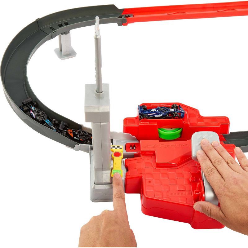 slide 7 of 14, Hot Wheels Racing Formula 1 Sprint Race Circuit Track Set with 3 Die-Cast Toy Cars in 1:64 Scale, 1 ct