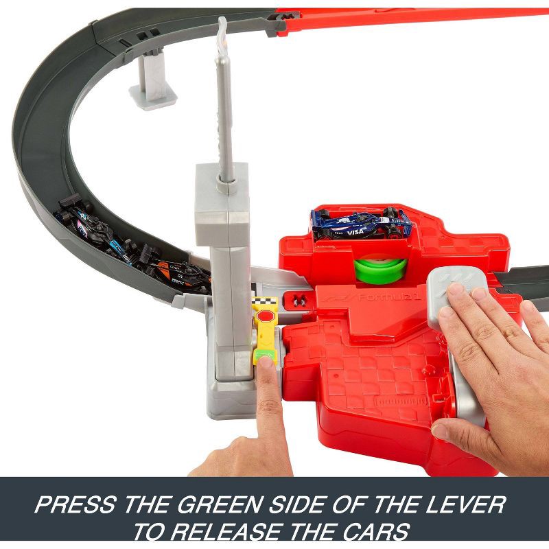 slide 5 of 14, Hot Wheels Racing Formula 1 Sprint Race Circuit Track Set with 3 Die-Cast Toy Cars in 1:64 Scale, 1 ct