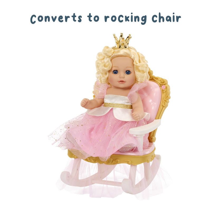 slide 4 of 7, BABY Born Princess 2-in-1 Rocking Chair with Feeding Tray,14-17" Baby Doll Accessory: Fits 17" Dolls, Fine Motor Skills, 1 ct