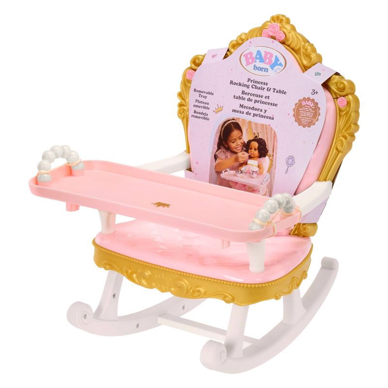slide 7 of 7, BABY Born Princess 2-in-1 Rocking Chair with Feeding Tray,14-17" Baby Doll Accessory: Fits 17" Dolls, Fine Motor Skills, 1 ct