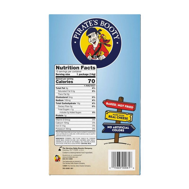 slide 3 of 5, Pirate's Booty Aged White Cheddar Cheese Puffs Snack Multipack - 5oz/10pk, 5 oz, 10 ct