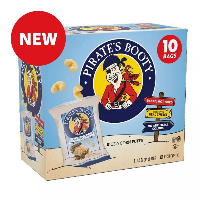 slide 5 of 5, Pirate's Booty Aged White Cheddar Cheese Puffs Snack Multipack - 5oz/10pk, 5 oz, 10 ct