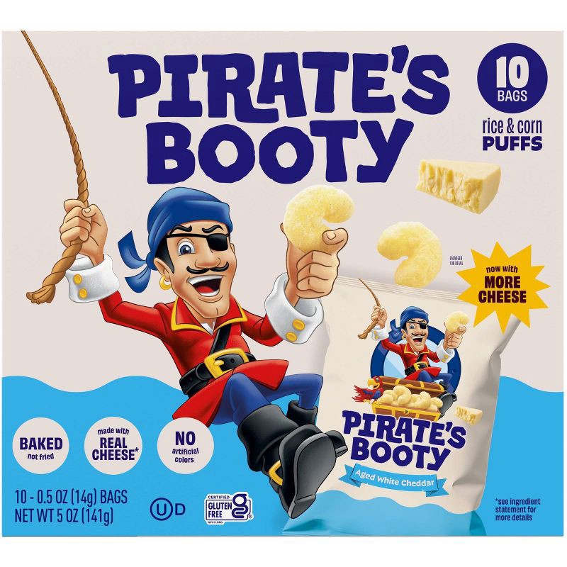 slide 1 of 6, Pirate's Booty Aged White Cheddar Cheese Puffs Snack Multipack - 5oz/10pk, 5 oz, 10 ct