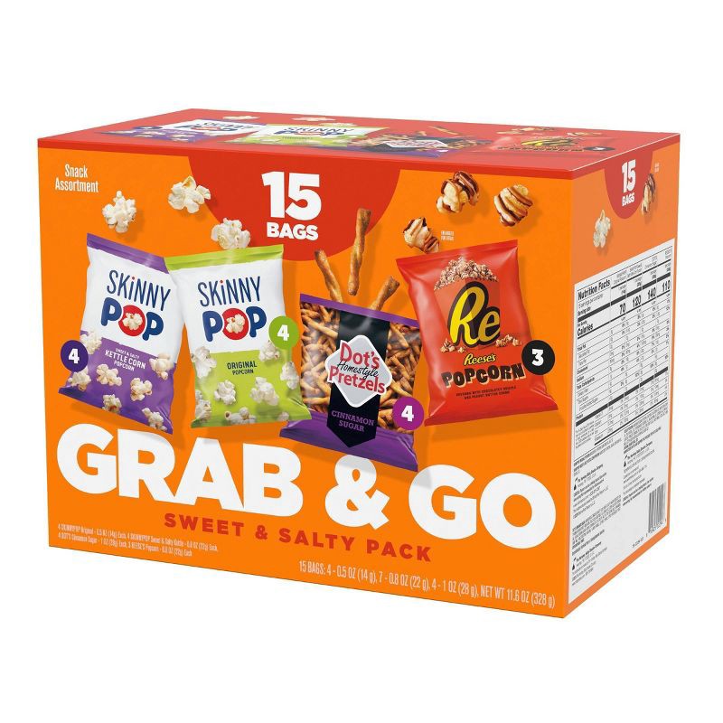 slide 1 of 3, SkinnyPop Grab & Go Sweet & Salty Variety Pack - 11.6oz/15ct, 11.6 oz, 15 ct