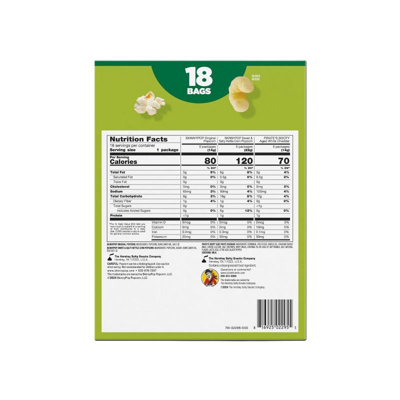 slide 2 of 4, SkinnyPop and Pirate's Booty Grab & Go Popcorn and Puffs Variety Pack - 10.8oz/18ct, 10.8 oz, 18 ct