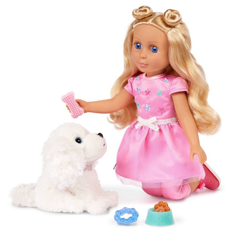 slide 2 of 6, Glitter Girls Poseable Doll and Pup Set Teri & Bibi: Articulated Fashion Doll with Wavy Hair and Pup Theme, 1 ct