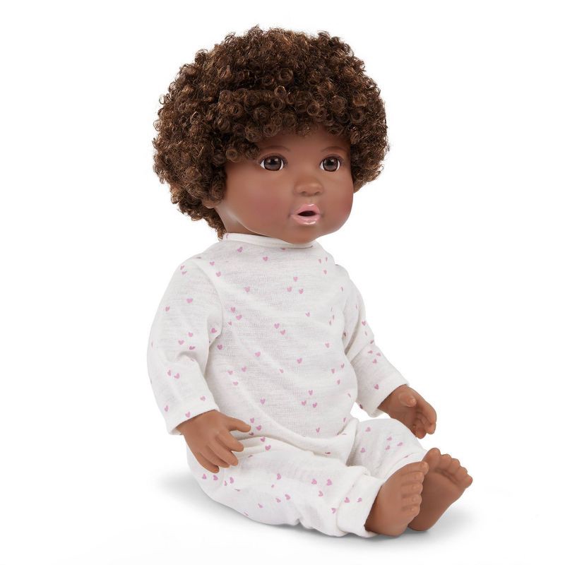 slide 6 of 8, LullaBaby 14" Baby Doll with Curly Brown Hair and Brown Eyes with Cuddler Wrap, 1 ct
