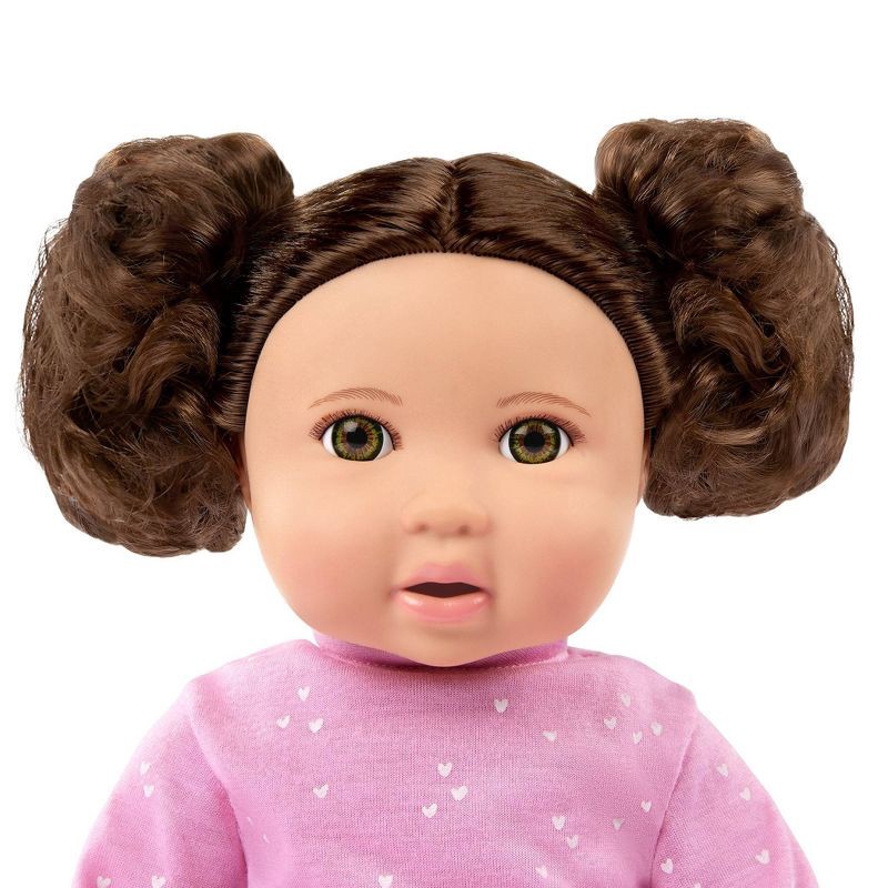 slide 6 of 8, LullaBaby 14" Baby Doll with Wavy Brown Hair & Brown Eyes with Cuddler Wrap, 1 ct