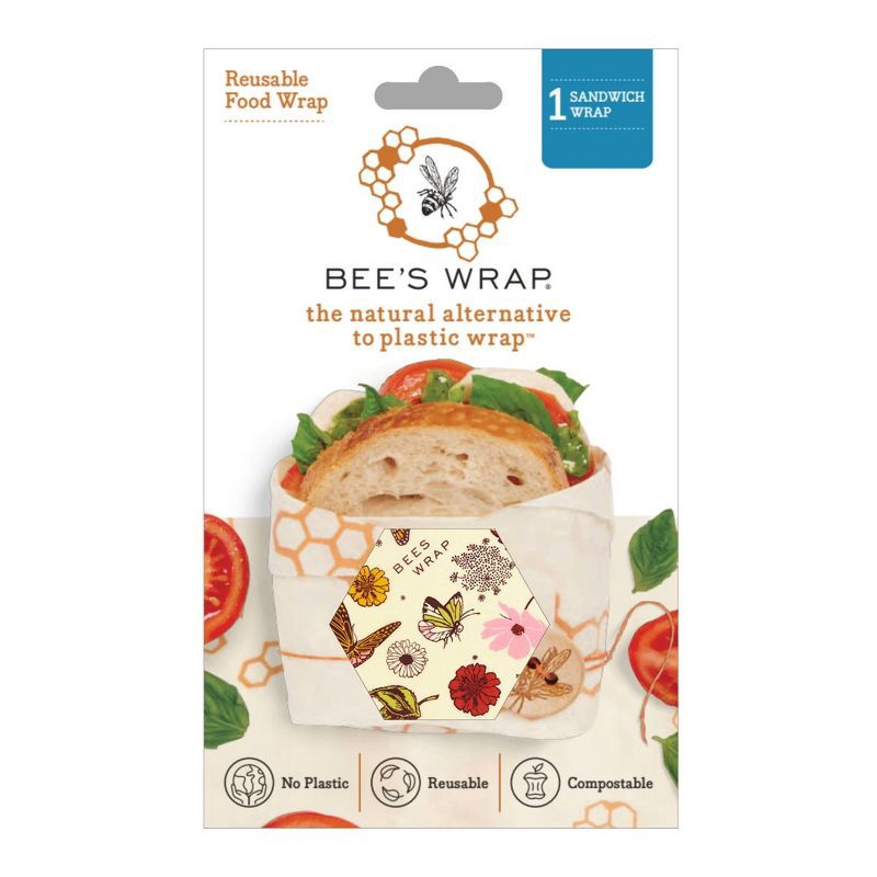 slide 11 of 12, Bee's Wrap Reusable Beeswax Compostable Sandwich Wrap, 1 ct