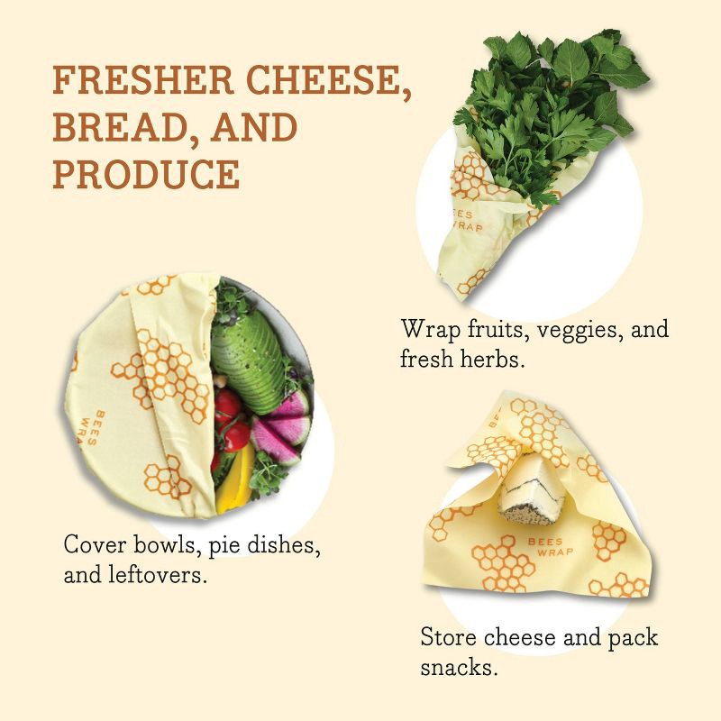 slide 11 of 11, Bee's Wrap Reusable Beeswax Compostable Food Wraps - 2ct, 2 ct