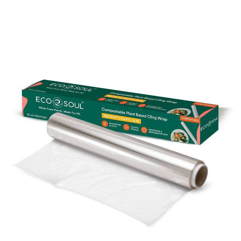 slide 2 of 9, EcoSoul Home Compostable Cling Wrap - 100 sq ft, 100 sq ft